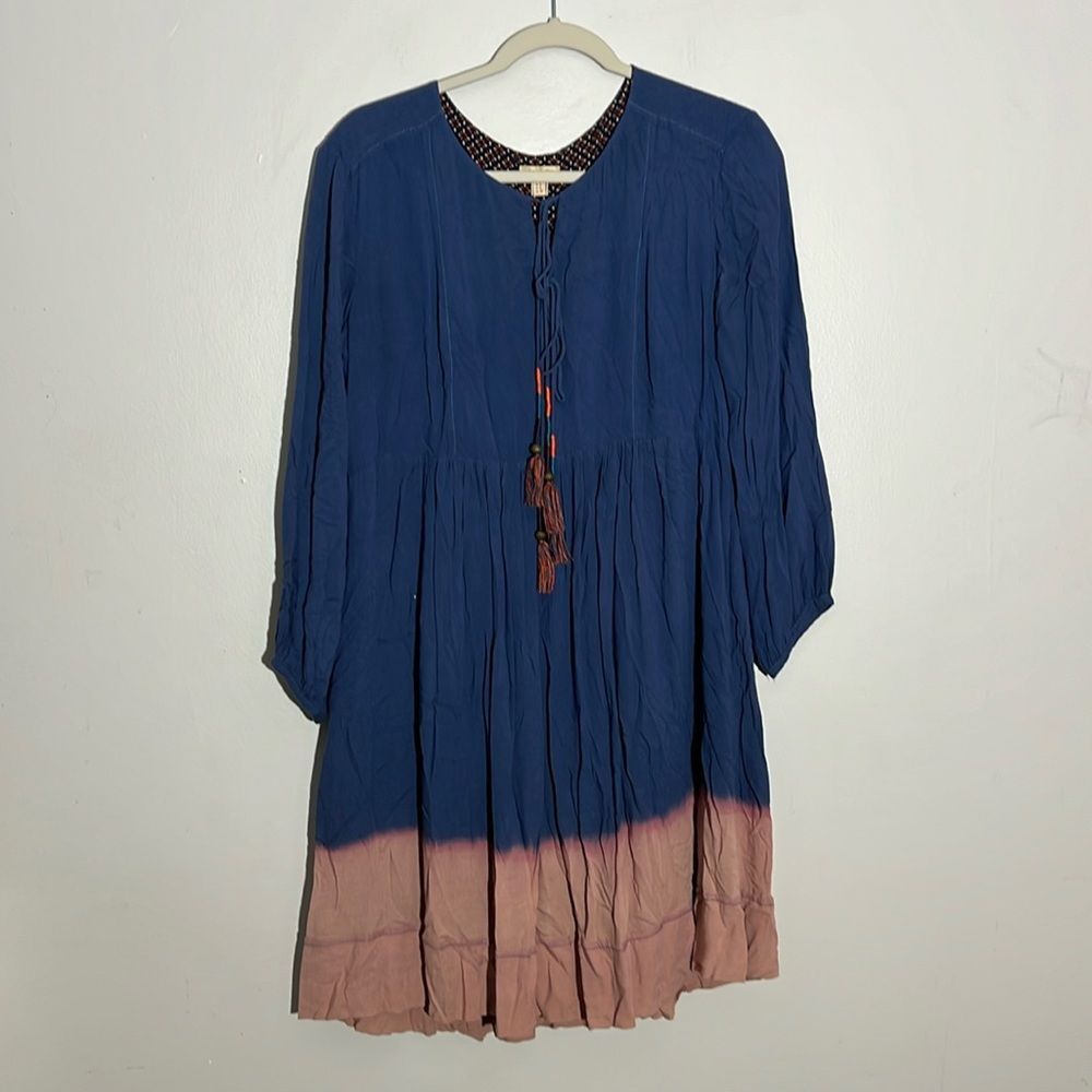 Anthropologie Holding Horses Ombré tassel peasant dress Women's size 4